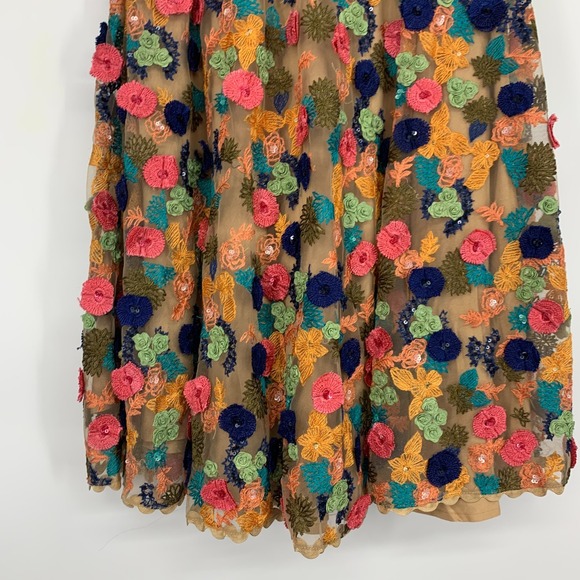 Anthropologie Bhanuni by Jyoti Skirt Florence Embroidered Floral Tulle - Picture 14 of 15